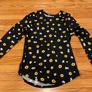 Floral black long sleeve shirt